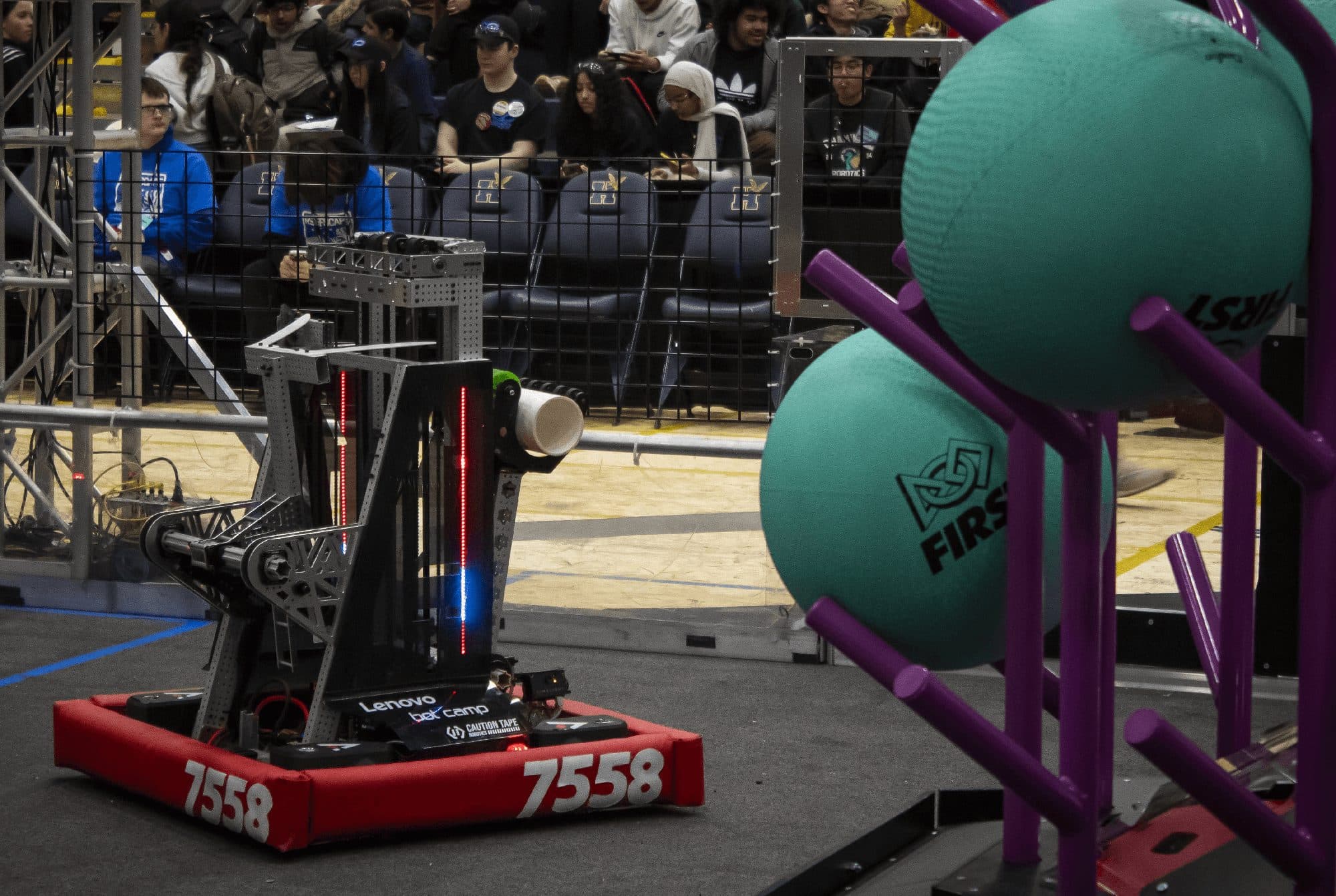 The robot scoring during a match